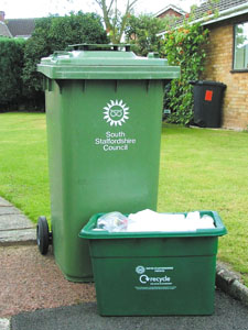 The green waste is collected on an alternate weekly schedule, at the same time as the dry recyclables